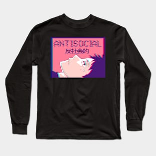 Antisocial Sad Anime Boy Vaporwave Otaku Weeb Long Sleeve T-Shirt